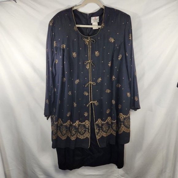 Vintage Robert Too Dress With Attached Jacket Size 22WP USA Made (HD) - Picture 1 of 6